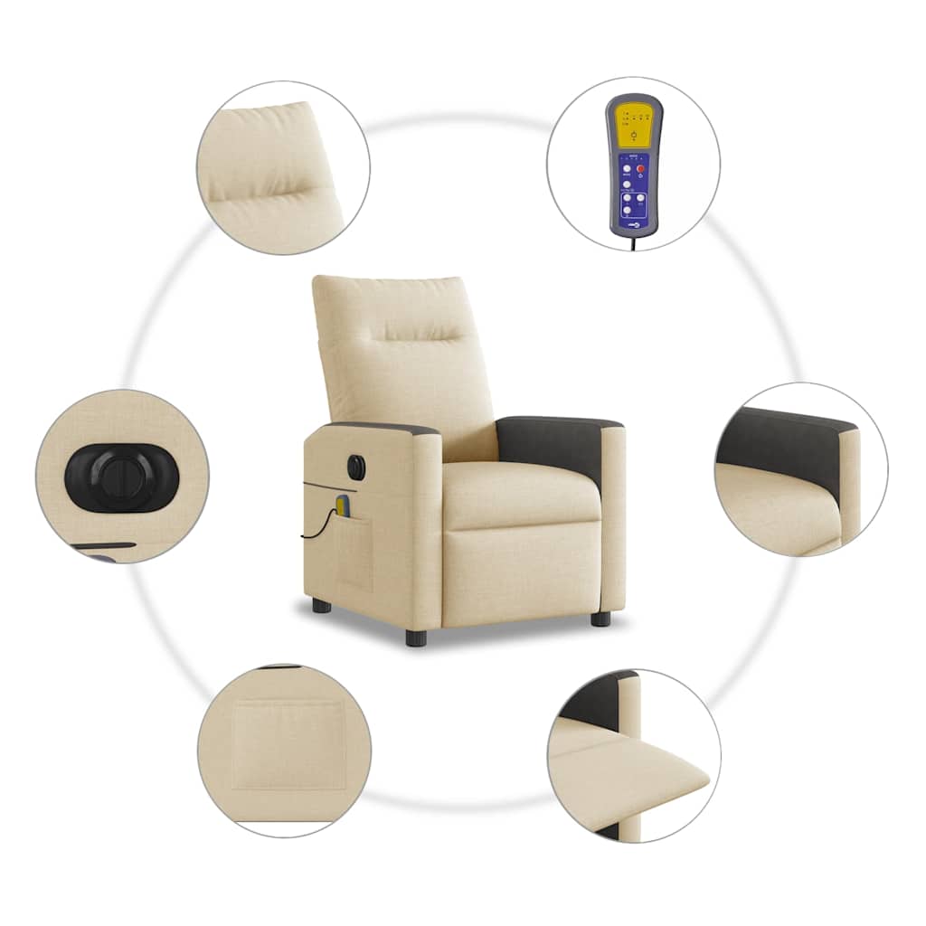 Massagestoel elektrisch verstelbaar stof crèmekleurig is nu te koop bij PeponiXL, paradijselijk wonen!