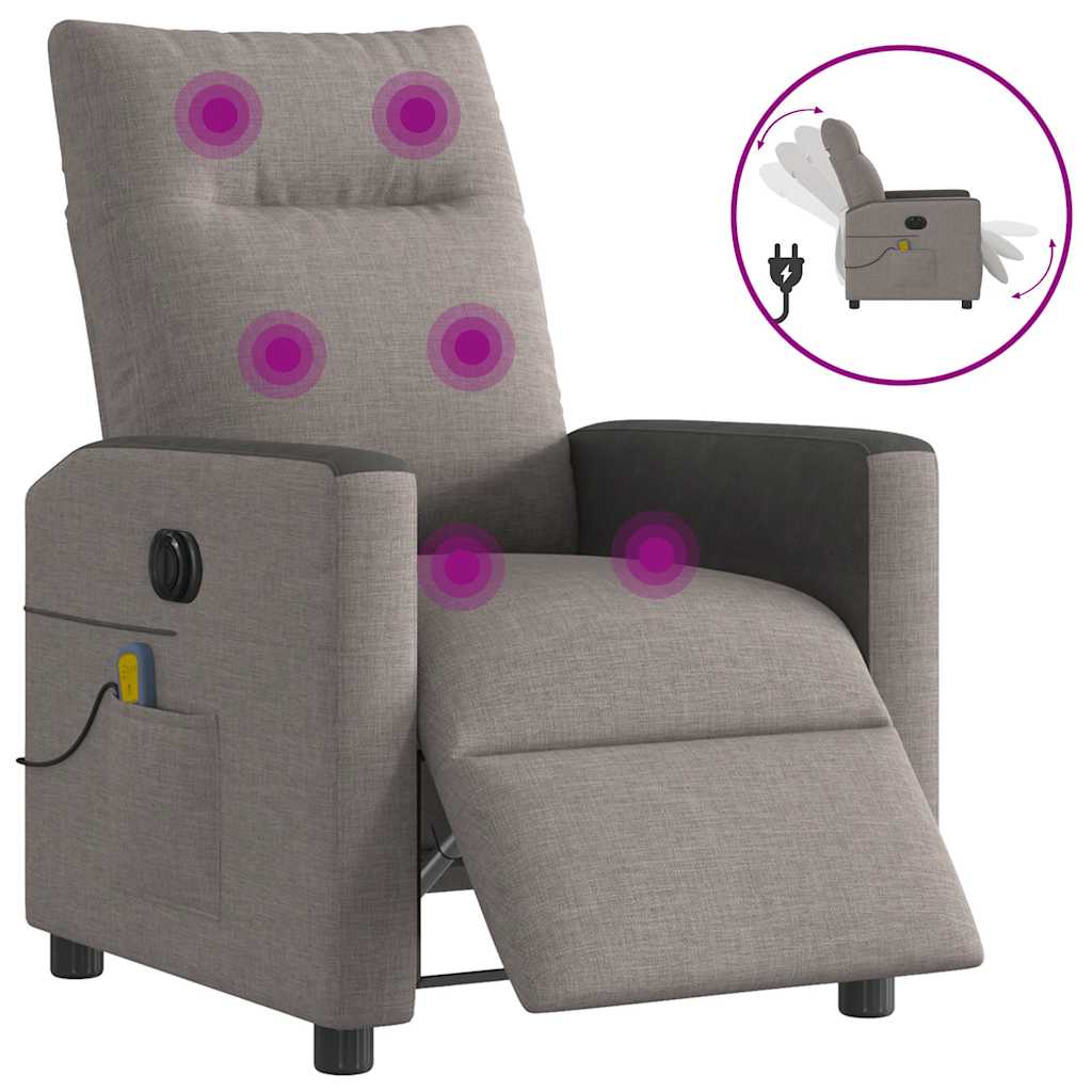 Massagestoel elektrisch verstelbaar stof taupe is nu te koop bij PeponiXL, paradijselijk wonen!