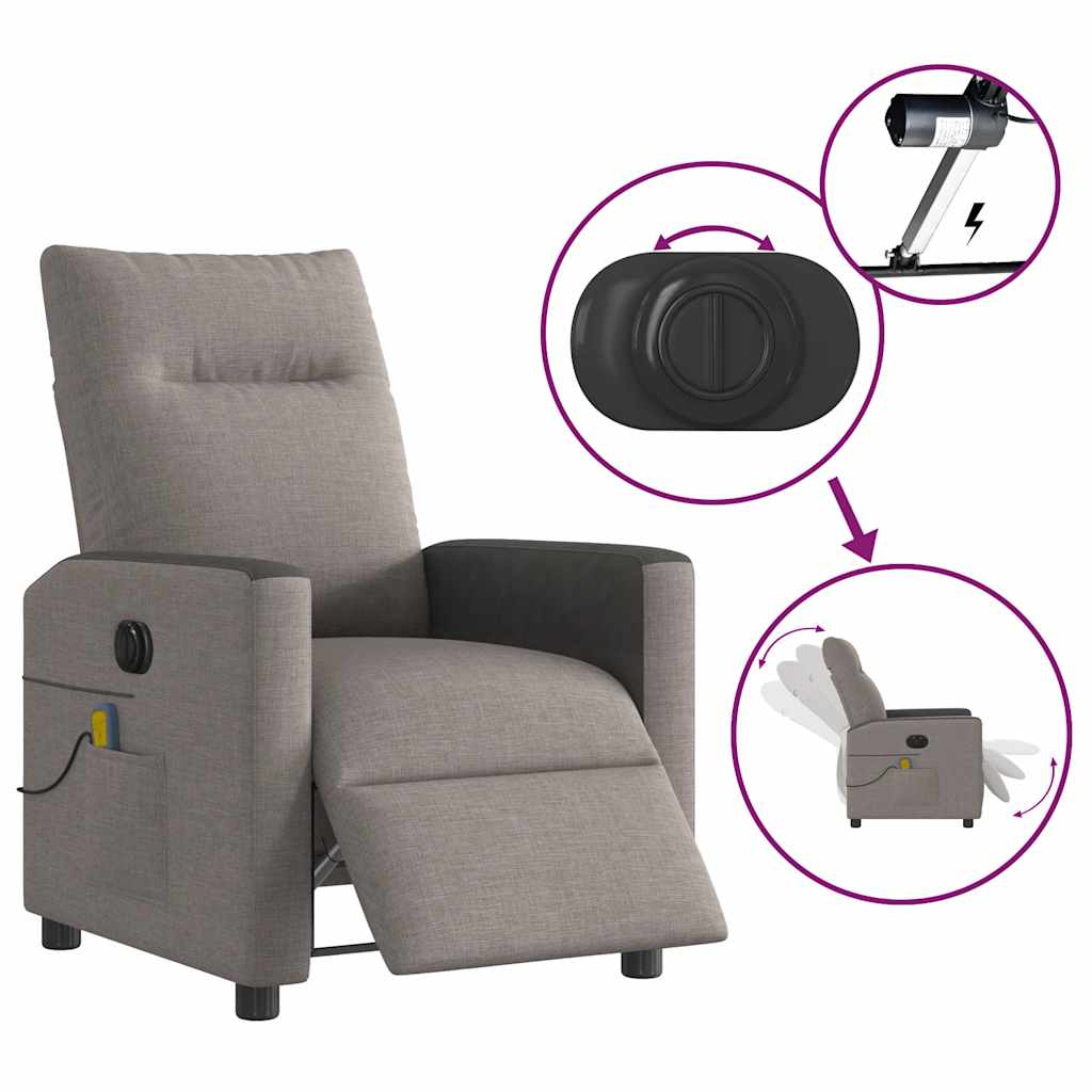 Massagestoel elektrisch verstelbaar stof taupe is nu te koop bij PeponiXL, paradijselijk wonen!