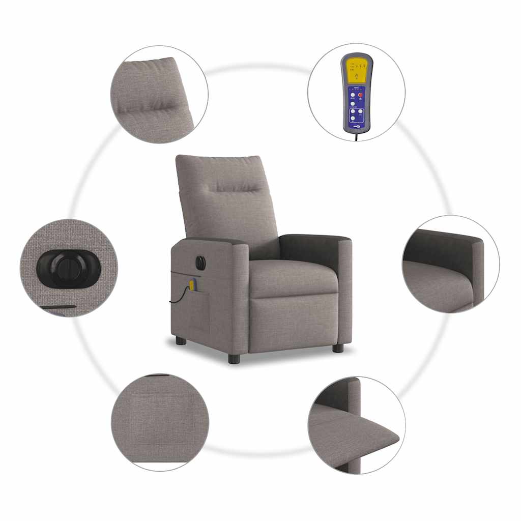Massagestoel elektrisch verstelbaar stof taupe is nu te koop bij PeponiXL, paradijselijk wonen!