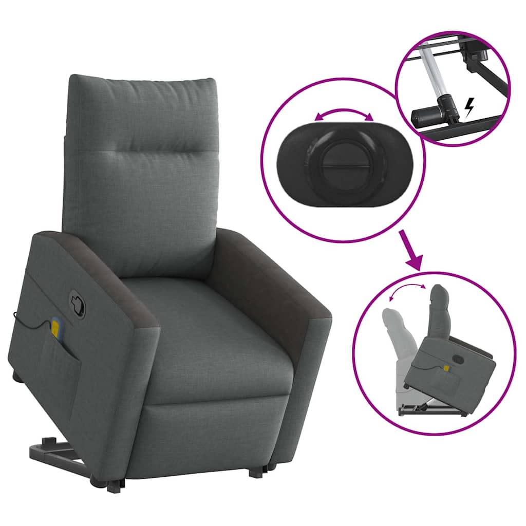 Sta-op-massagestoel verstelbaar stof donkergrijs is nu te koop bij PeponiXL, paradijselijk wonen!