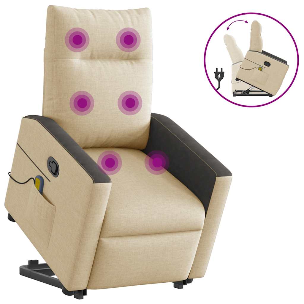 Sta-op-massagestoel verstelbaar stof crèmekleurig is nu te koop bij PeponiXL, paradijselijk wonen!