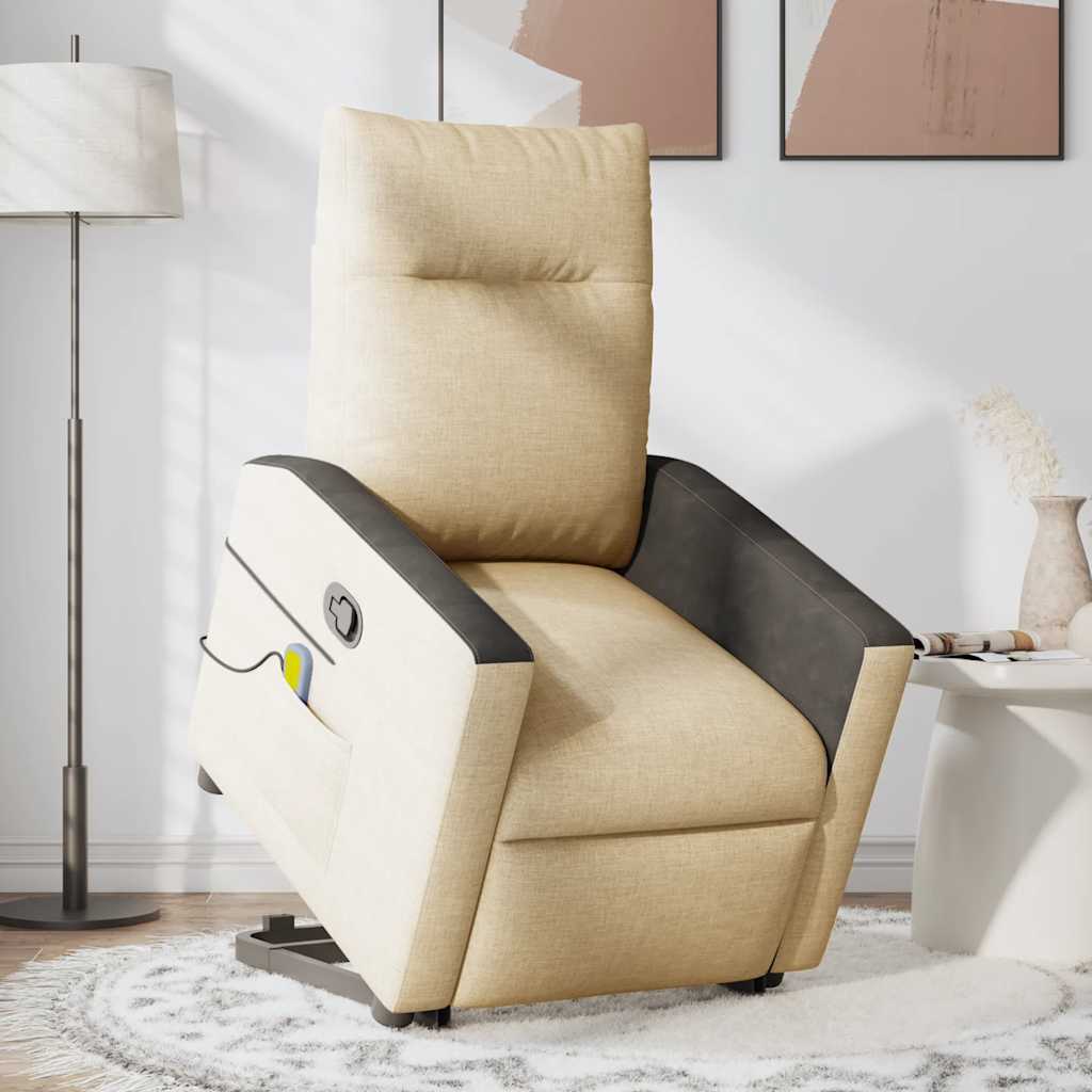Sta-op-massagestoel verstelbaar stof crèmekleurig is nu te koop bij PeponiXL, paradijselijk wonen!