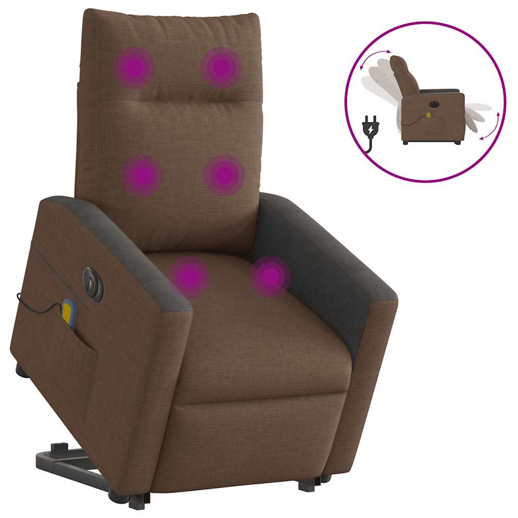 Sta-op-massagestoel elektrisch verstelbaar stof bruin is nu te koop bij PeponiXL, paradijselijk wonen!