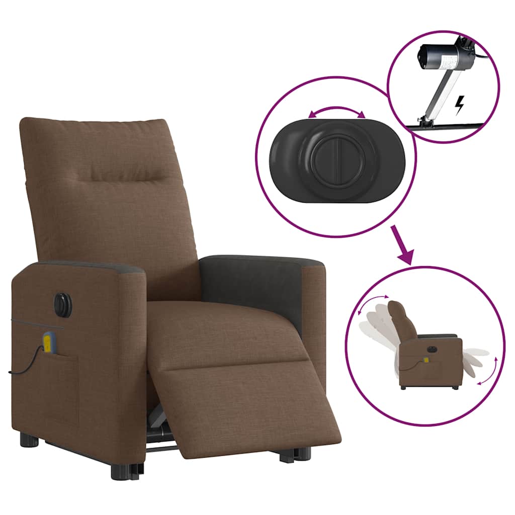 Sta-op-massagestoel elektrisch verstelbaar stof bruin is nu te koop bij PeponiXL, paradijselijk wonen!