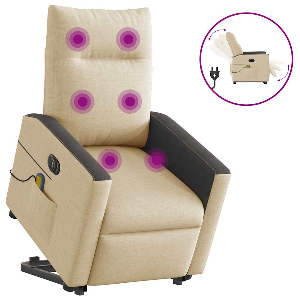 Sta-op-massagestoel elektrisch verstelbaar stof crèmekleurig is nu te koop bij PeponiXL, paradijselijk wonen!