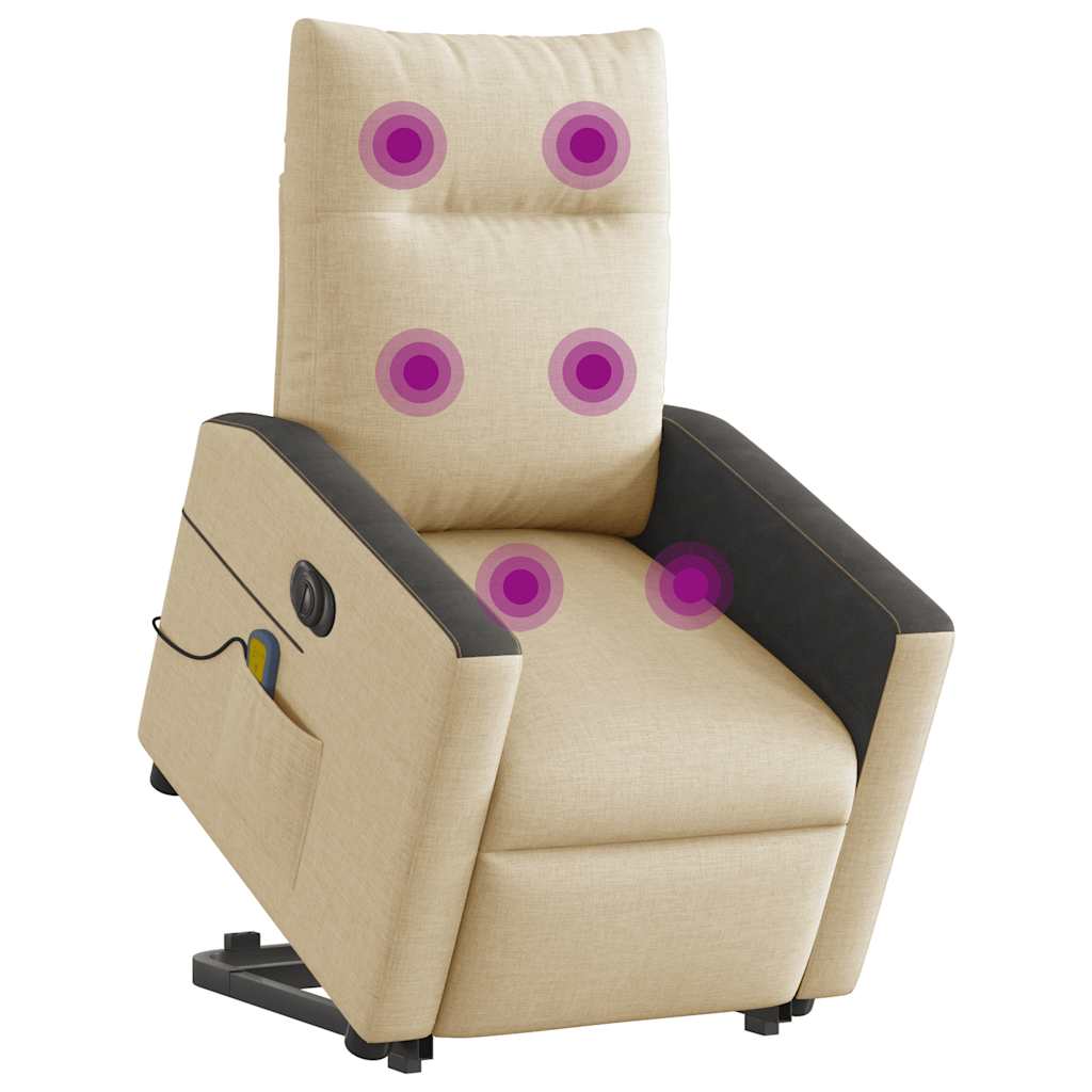 Sta-op-massagestoel elektrisch verstelbaar stof crèmekleurig is nu te koop bij PeponiXL, paradijselijk wonen!
