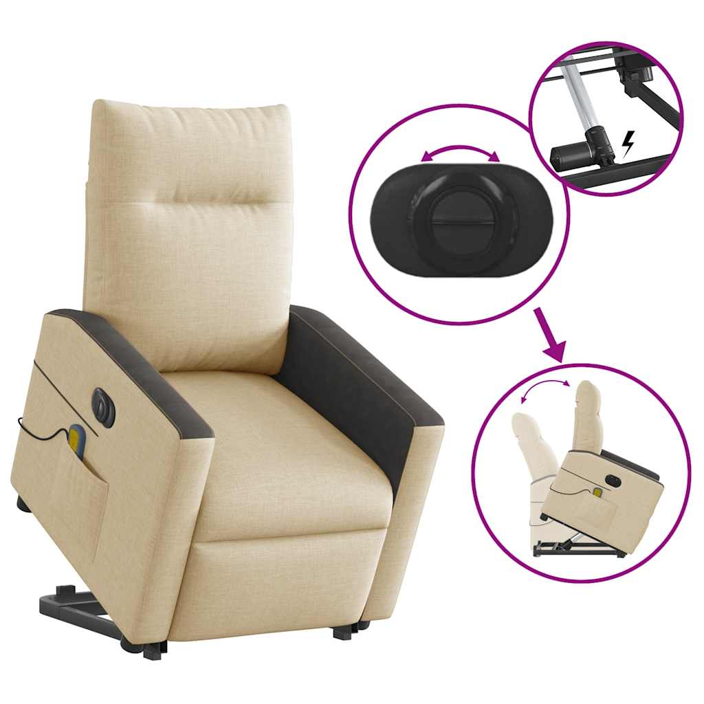 Sta-op-massagestoel elektrisch verstelbaar stof crèmekleurig is nu te koop bij PeponiXL, paradijselijk wonen!