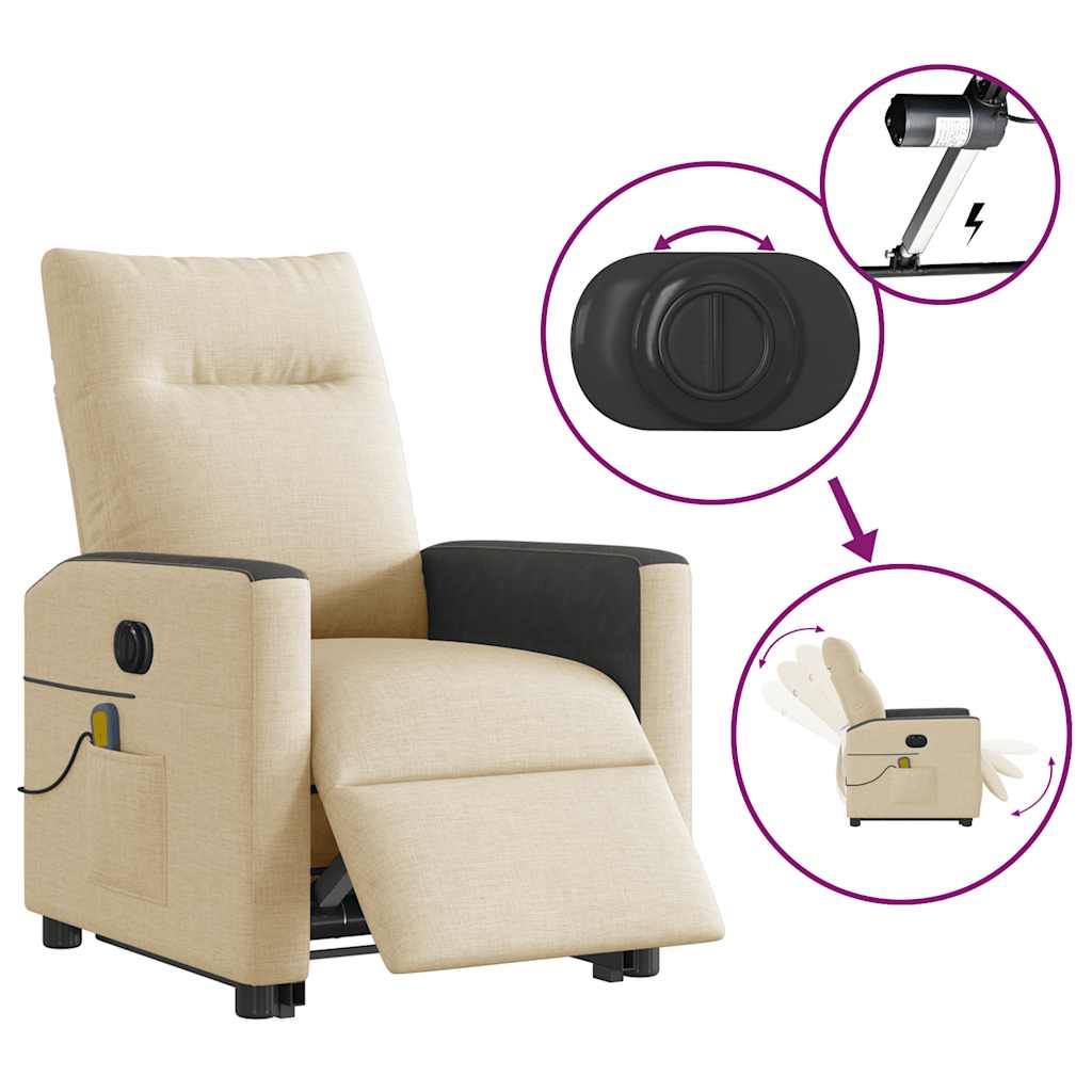 Sta-op-massagestoel elektrisch verstelbaar stof crèmekleurig is nu te koop bij PeponiXL, paradijselijk wonen!