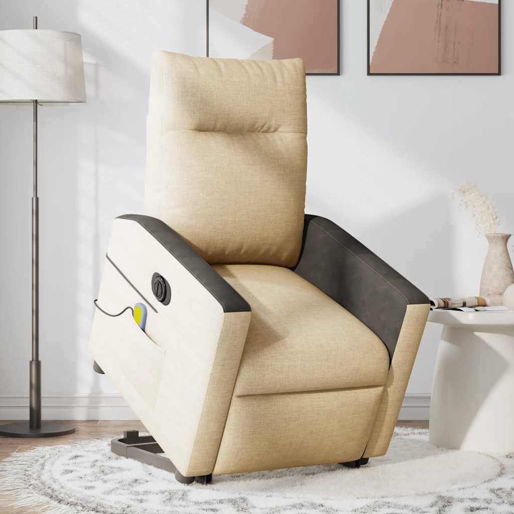 Sta-op-massagestoel elektrisch verstelbaar stof crèmekleurig is nu te koop bij PeponiXL, paradijselijk wonen!