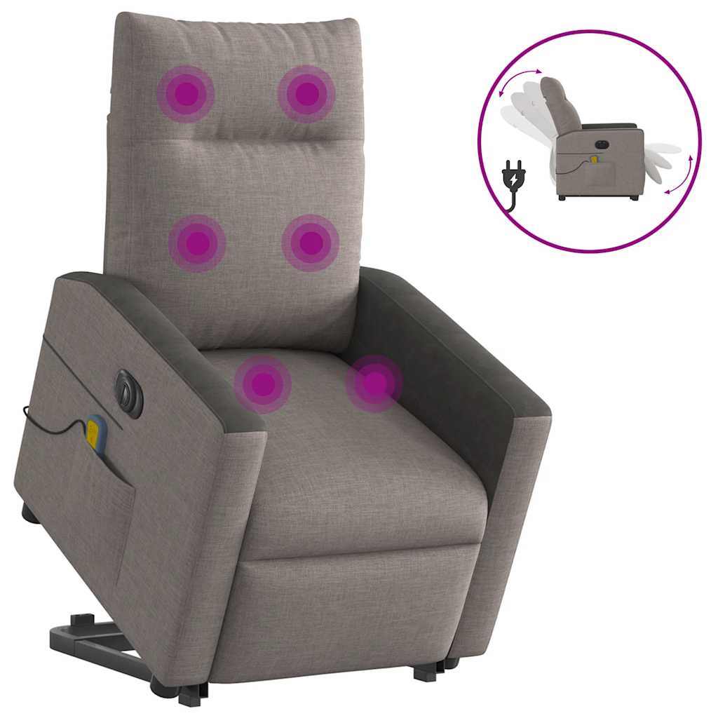 Sta-op-massagestoel elektrisch verstelbaar stof taupe is nu te koop bij PeponiXL, paradijselijk wonen!