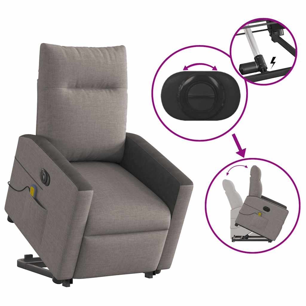 Sta-op-massagestoel elektrisch verstelbaar stof taupe is nu te koop bij PeponiXL, paradijselijk wonen!