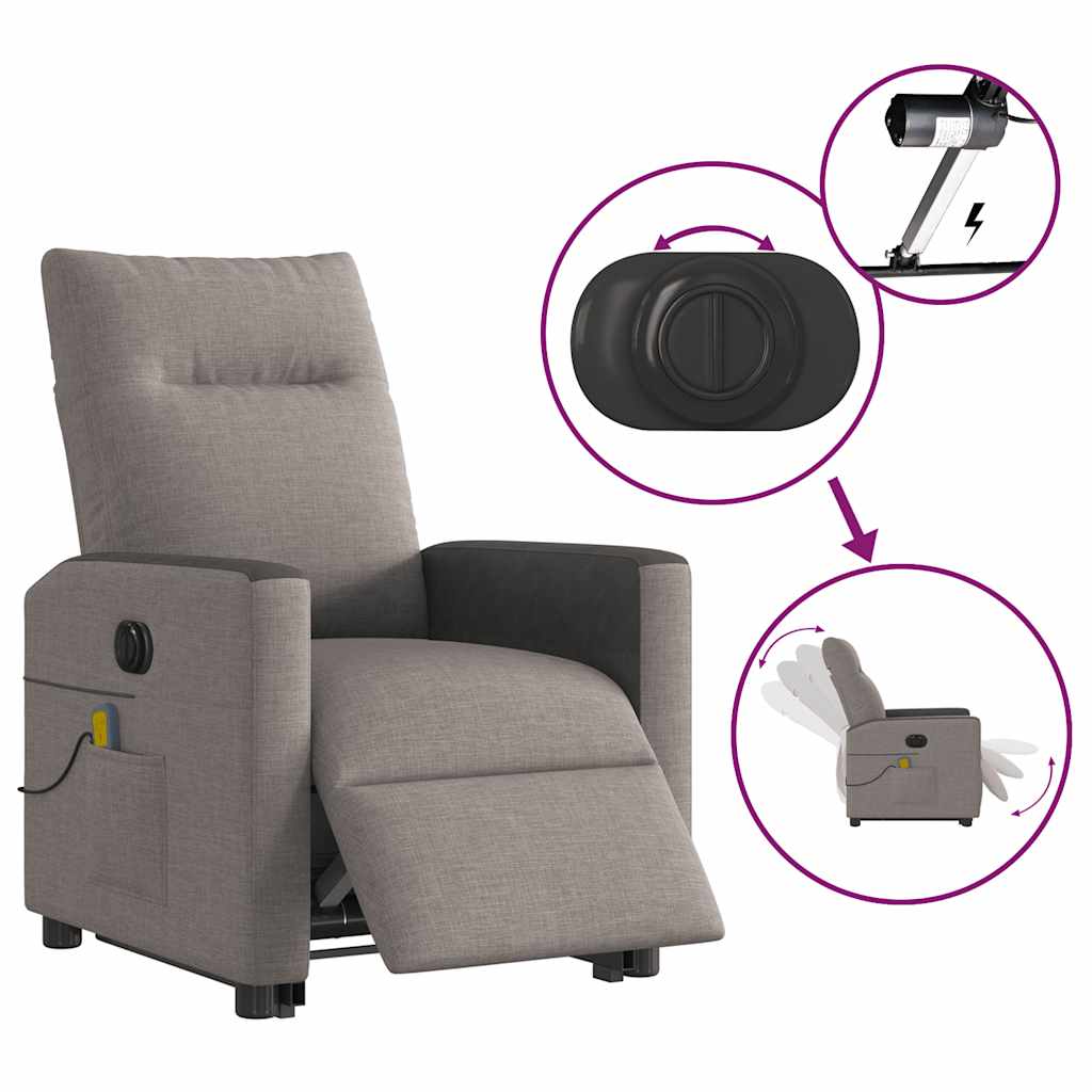 Sta-op-massagestoel elektrisch verstelbaar stof taupe is nu te koop bij PeponiXL, paradijselijk wonen!