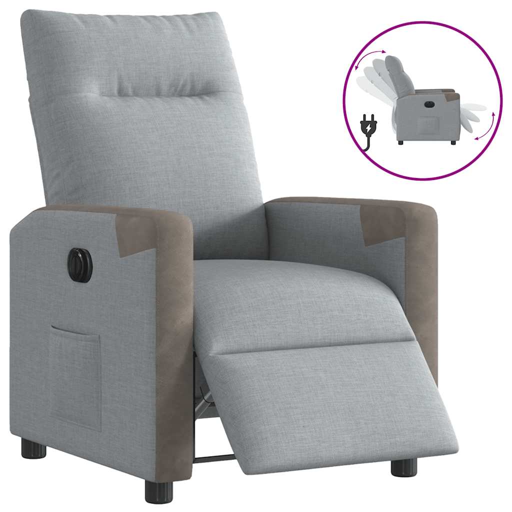 Fauteuil elektrisch verstelbaar stof lichtgrijs is nu te koop bij PeponiXL, paradijselijk wonen!