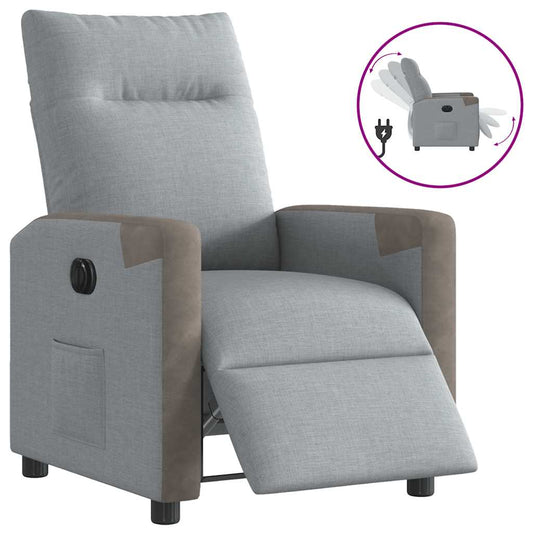 Fauteuil elektrisch verstelbaar stof lichtgrijs is nu te koop bij PeponiXL, paradijselijk wonen!