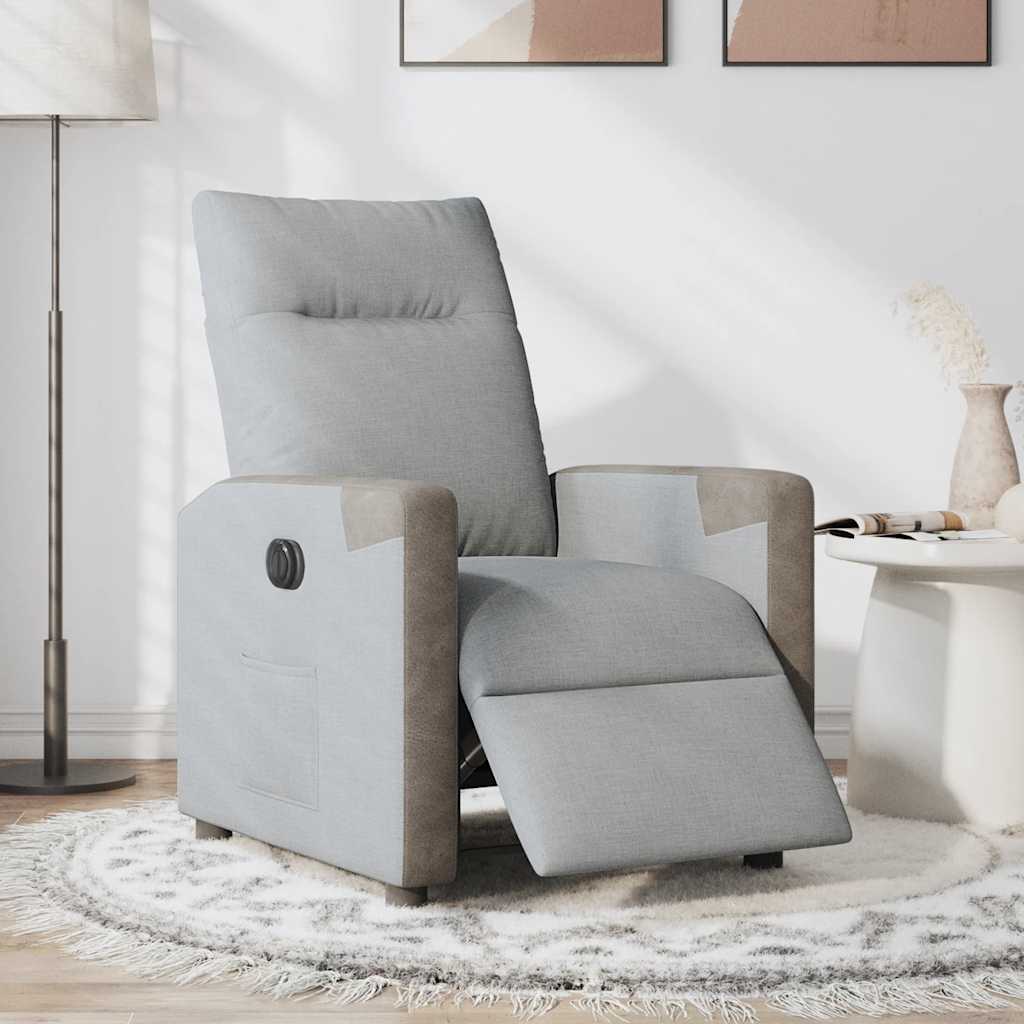 Fauteuil elektrisch verstelbaar stof lichtgrijs is nu te koop bij PeponiXL, paradijselijk wonen!
