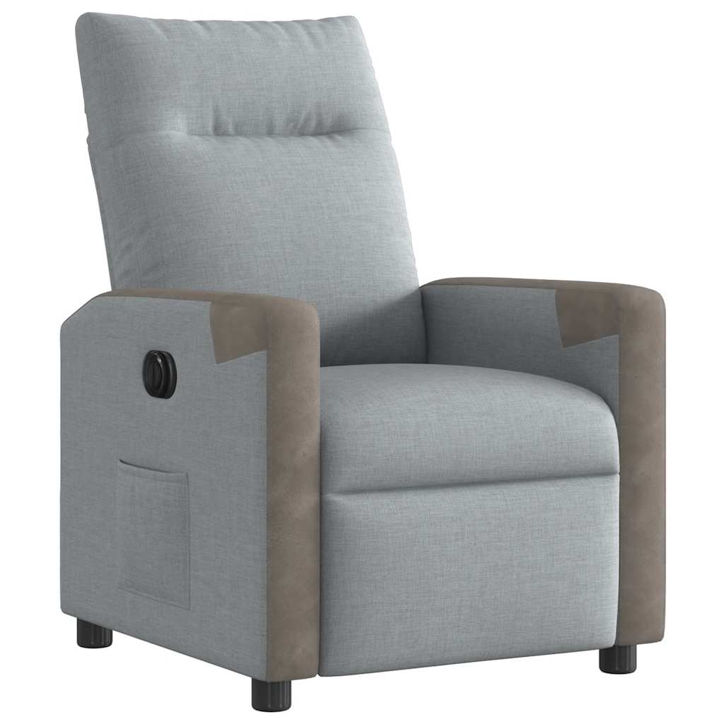 Fauteuil elektrisch verstelbaar stof lichtgrijs is nu te koop bij PeponiXL, paradijselijk wonen!