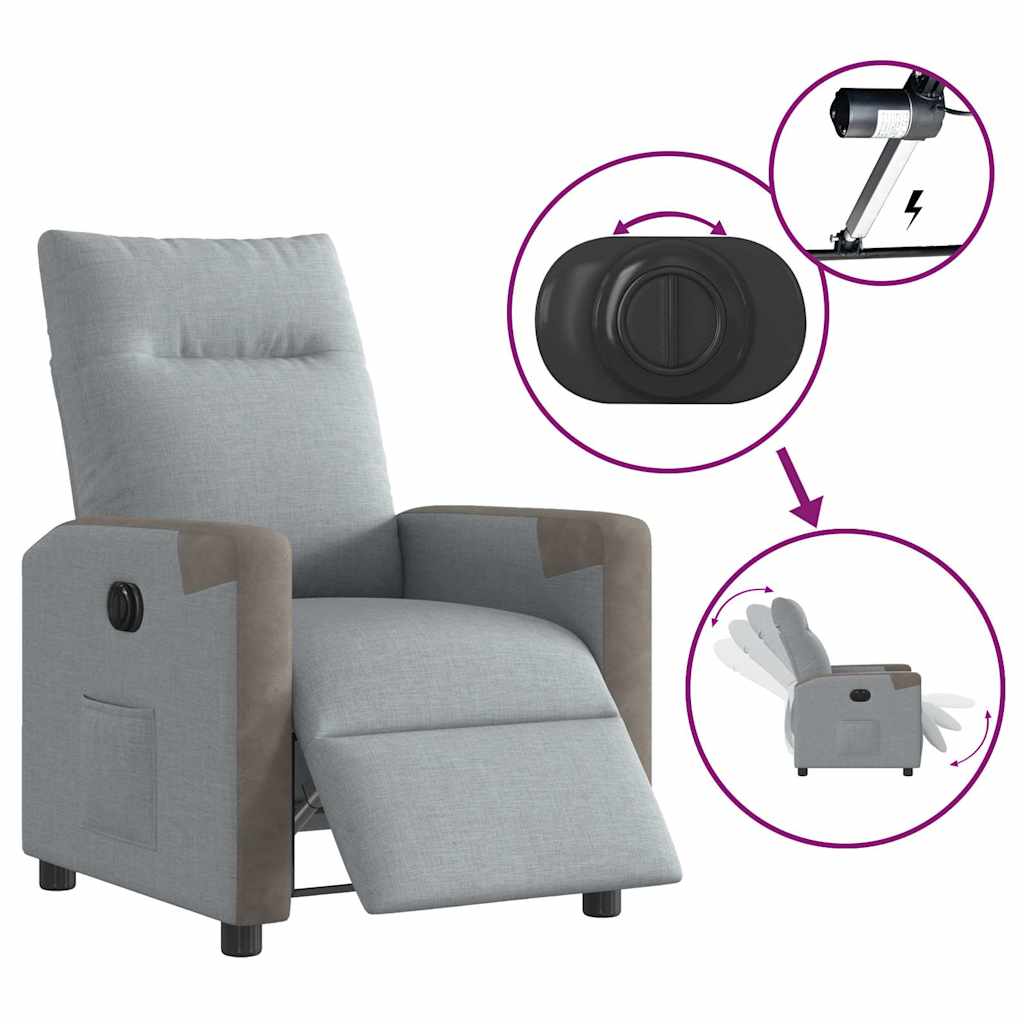 Fauteuil elektrisch verstelbaar stof lichtgrijs is nu te koop bij PeponiXL, paradijselijk wonen!