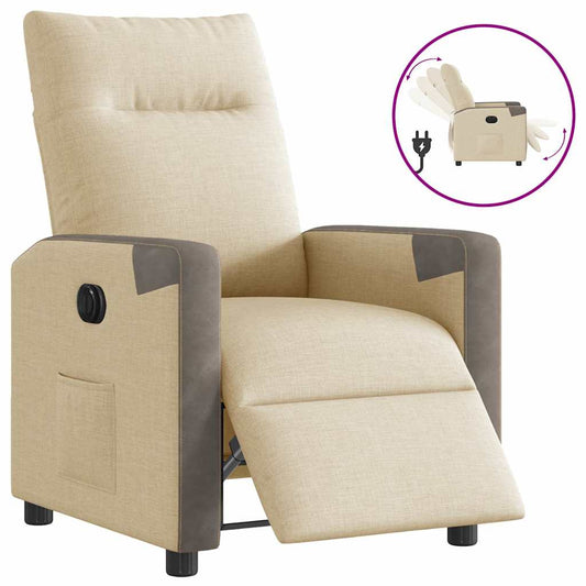 Fauteuil verstelbaar elektrisch stof crèmekleurig is nu te koop bij PeponiXL, paradijselijk wonen!