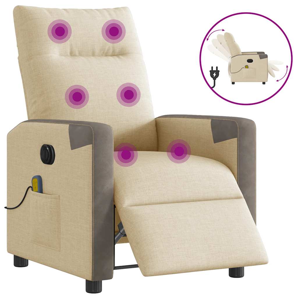 Massagestoel elektrisch verstelbaar stof crèmekleurig is nu te koop bij PeponiXL, paradijselijk wonen!