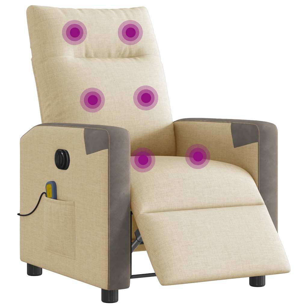 Massagestoel elektrisch verstelbaar stof crèmekleurig is nu te koop bij PeponiXL, paradijselijk wonen!