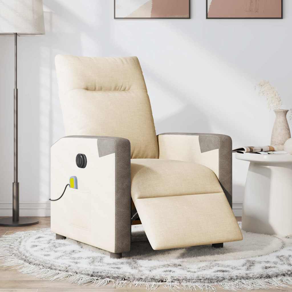 Massagestoel elektrisch verstelbaar stof crèmekleurig is nu te koop bij PeponiXL, paradijselijk wonen!