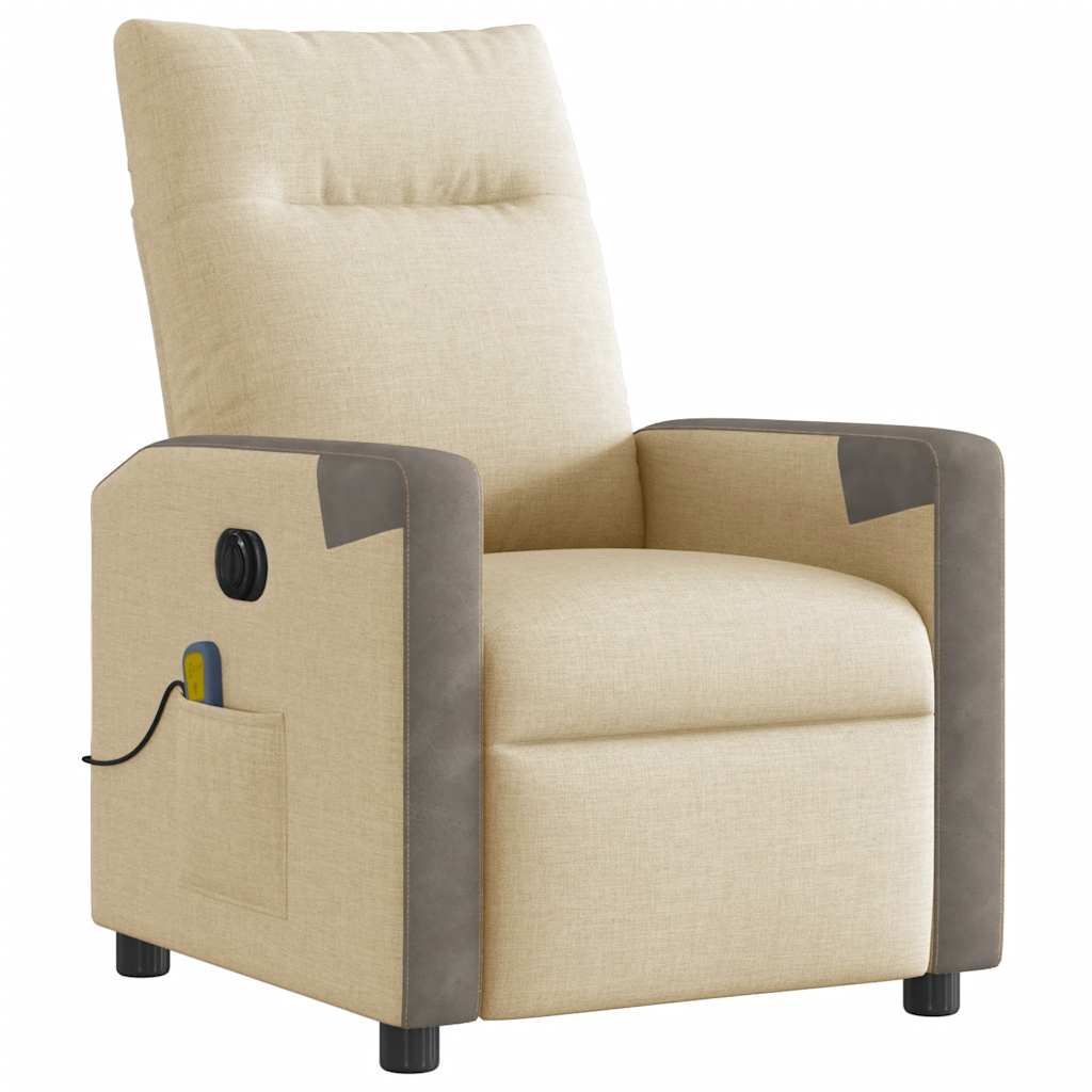 Massagestoel elektrisch verstelbaar stof crèmekleurig is nu te koop bij PeponiXL, paradijselijk wonen!
