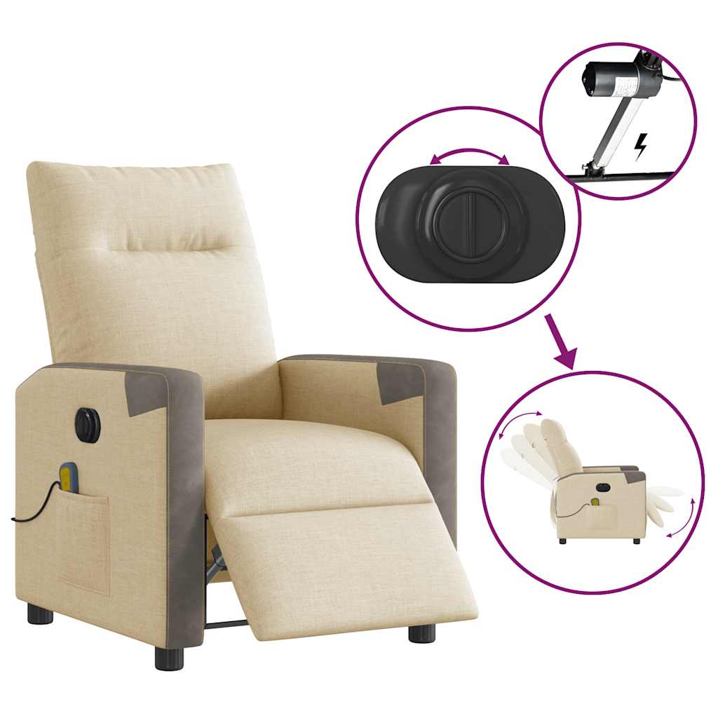 Massagestoel elektrisch verstelbaar stof crèmekleurig is nu te koop bij PeponiXL, paradijselijk wonen!