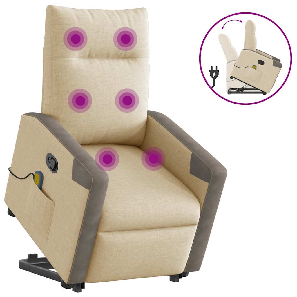 Sta-op-massagestoel verstelbaar stof crèmekleurig is nu te koop bij PeponiXL, paradijselijk wonen!