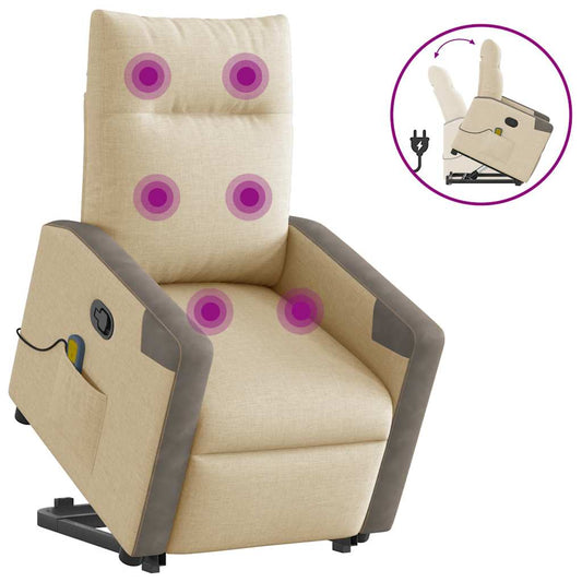 Sta-op-massagestoel verstelbaar stof crèmekleurig is nu te koop bij PeponiXL, paradijselijk wonen!