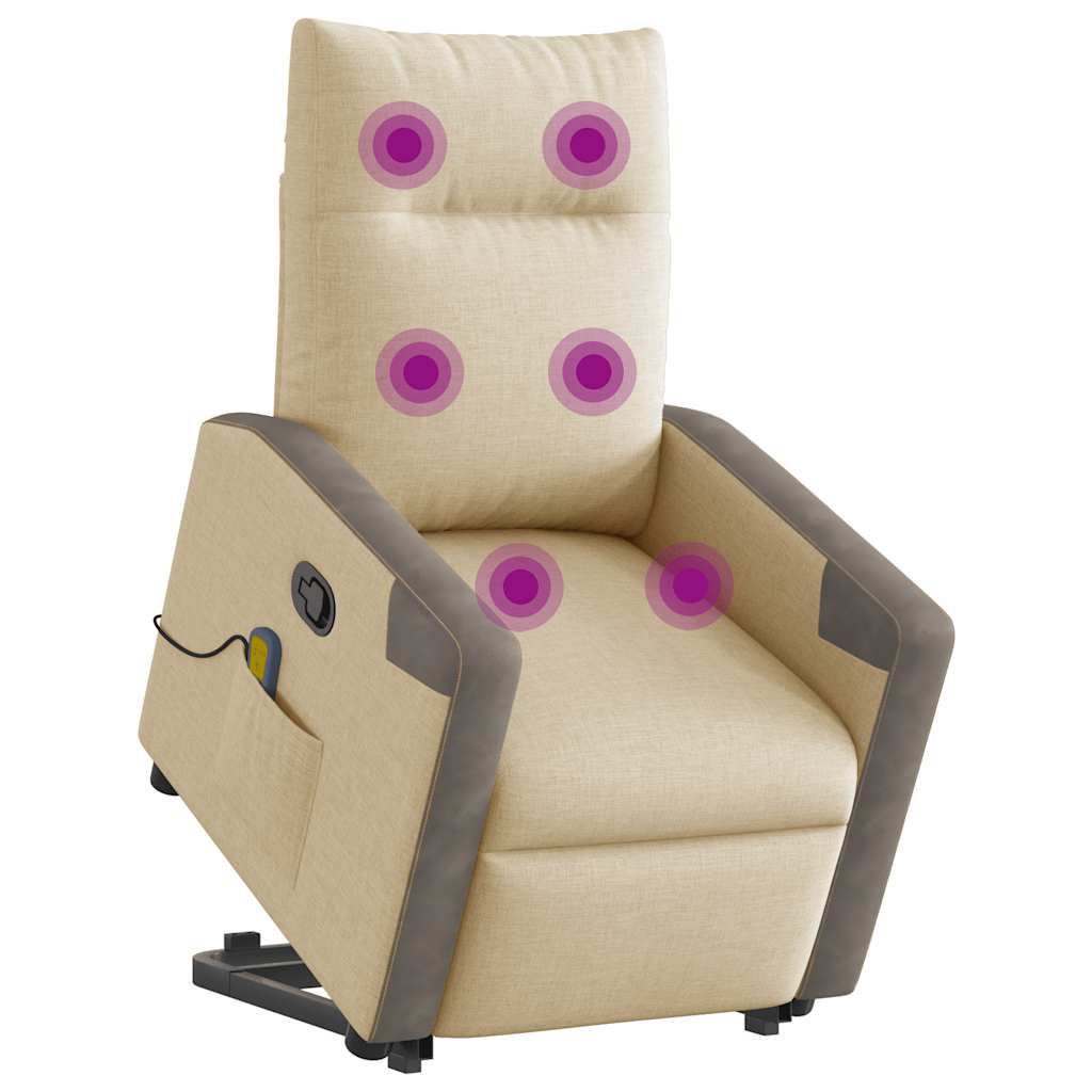 Sta-op-massagestoel verstelbaar stof crèmekleurig is nu te koop bij PeponiXL, paradijselijk wonen!