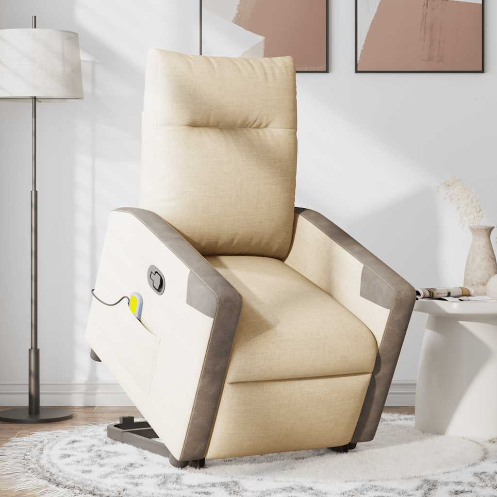 Sta-op-massagestoel verstelbaar stof crèmekleurig is nu te koop bij PeponiXL, paradijselijk wonen!