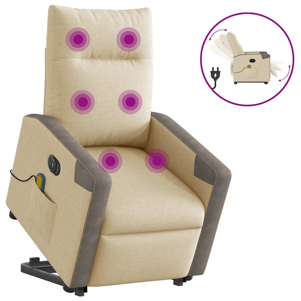 Sta-op-massagestoel elektrisch verstelbaar stof crèmekleurig is nu te koop bij PeponiXL, paradijselijk wonen!