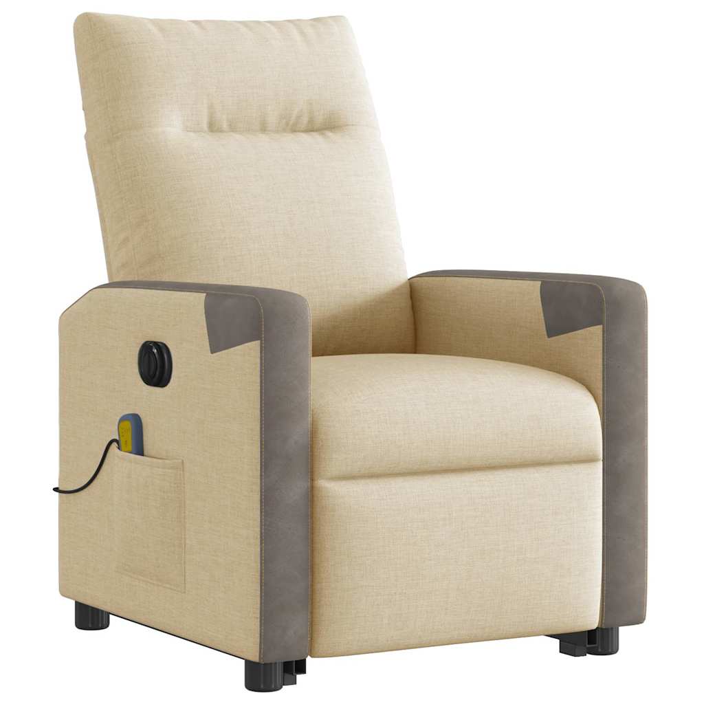 Sta-op-massagestoel elektrisch verstelbaar stof crèmekleurig is nu te koop bij PeponiXL, paradijselijk wonen!