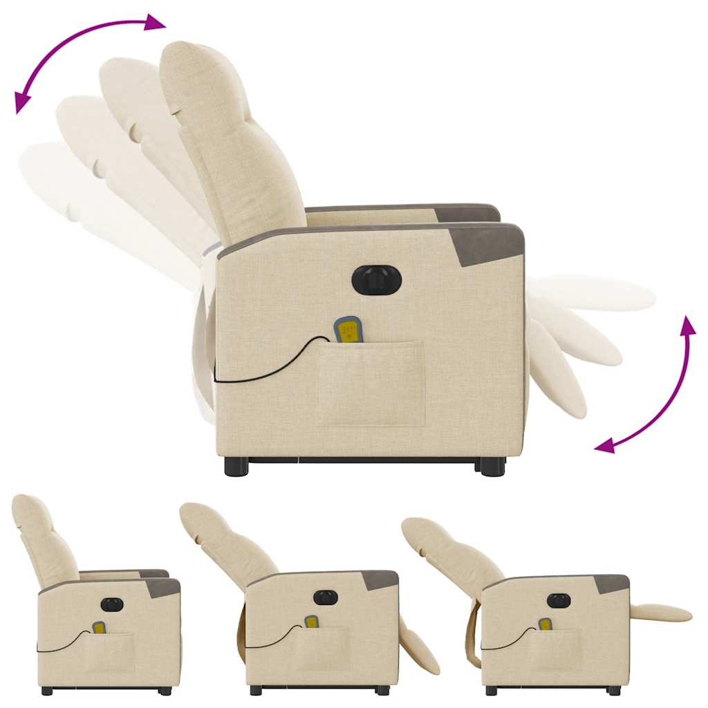 Sta-op-massagestoel elektrisch verstelbaar stof crèmekleurig is nu te koop bij PeponiXL, paradijselijk wonen!