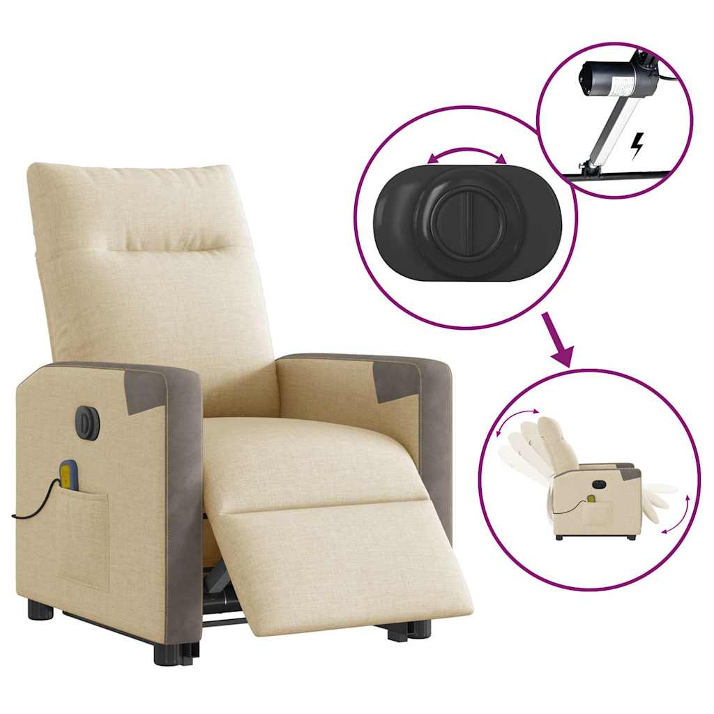 Sta-op-massagestoel elektrisch verstelbaar stof crèmekleurig is nu te koop bij PeponiXL, paradijselijk wonen!