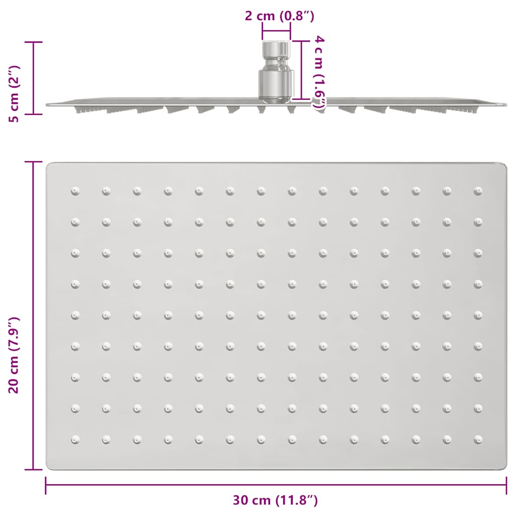 Regendouchekop rechthoekig 30x20 cm roestvrij staal 304 is nu te koop bij PeponiXL, paradijselijk wonen!