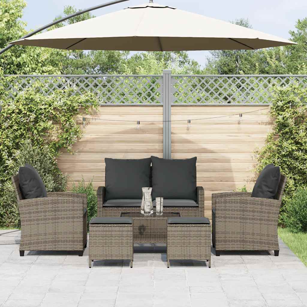 6-delige Loungeset met kussens poly rattan grijs is nu te koop bij PeponiXL, paradijselijk wonen!