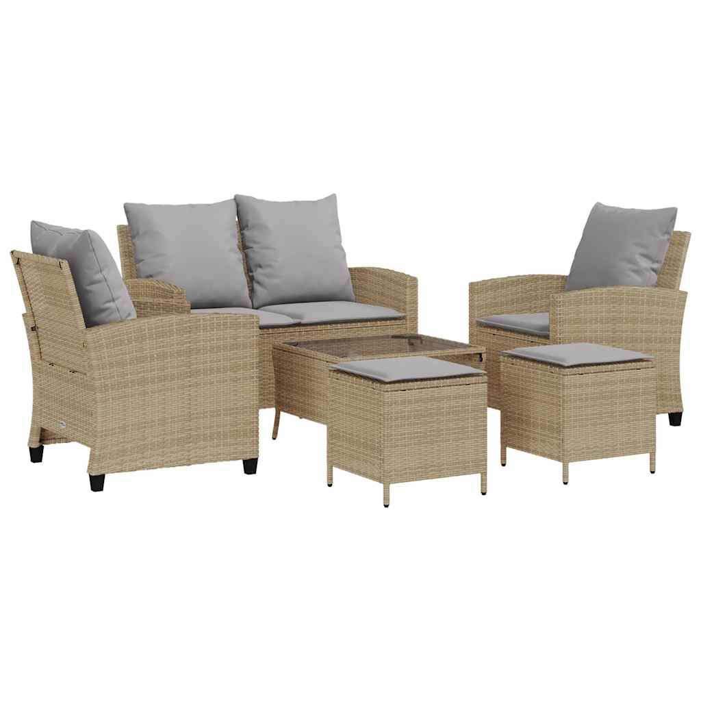 6-delige Loungeset met kussens poly rattan beige is nu te koop bij PeponiXL, paradijselijk wonen!