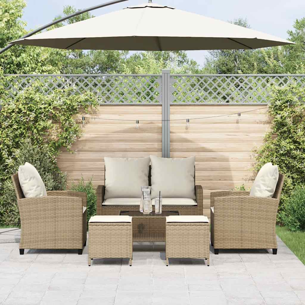 6-delige Loungeset met kussens poly rattan beige is nu te koop bij PeponiXL, paradijselijk wonen!