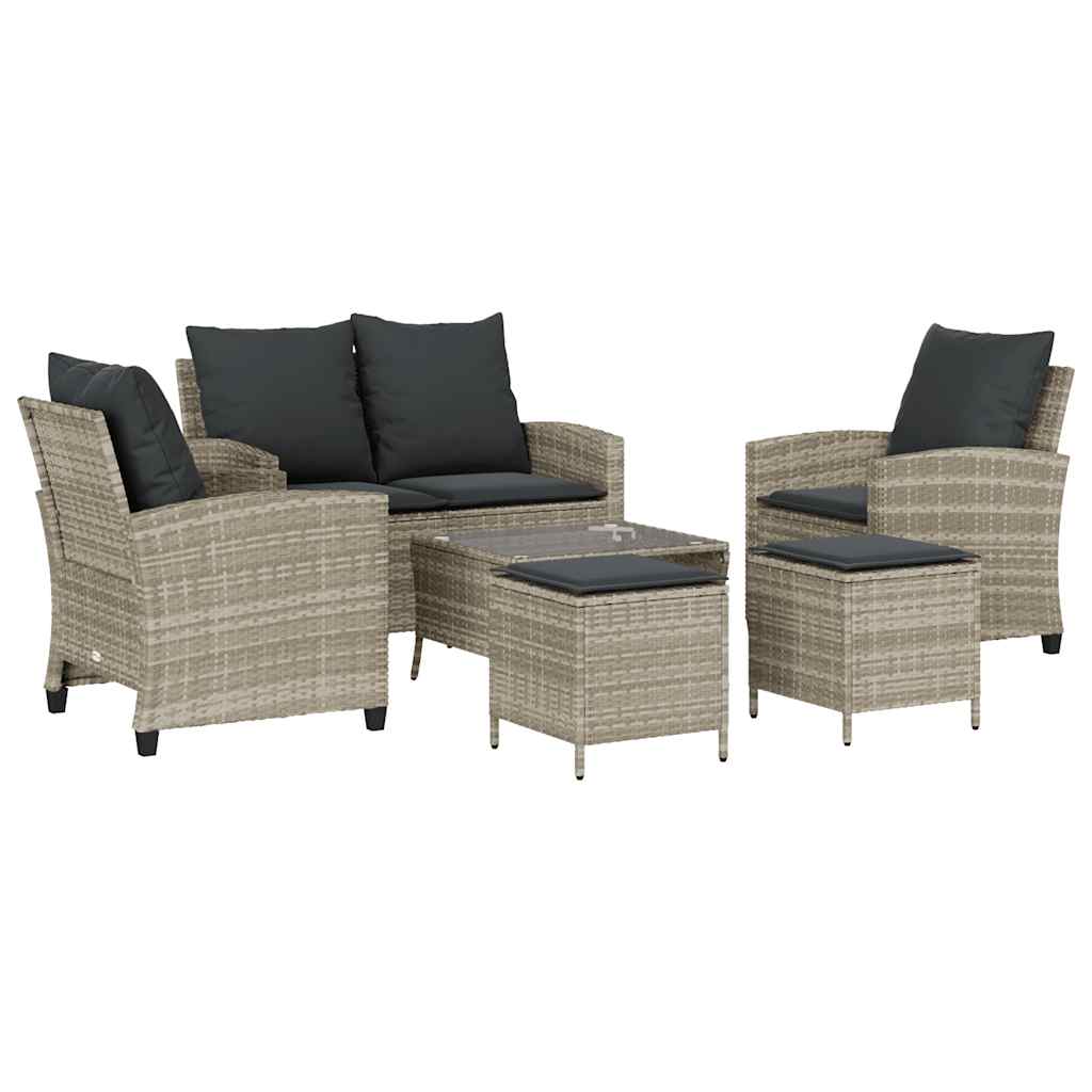 6-delige Loungeset met kussens poly rattan lichtgrijs is nu te koop bij PeponiXL, paradijselijk wonen!