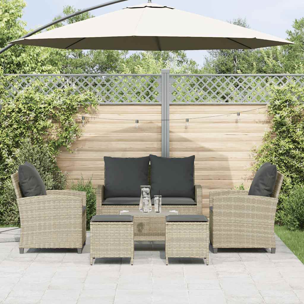 6-delige Loungeset met kussens poly rattan lichtgrijs is nu te koop bij PeponiXL, paradijselijk wonen!