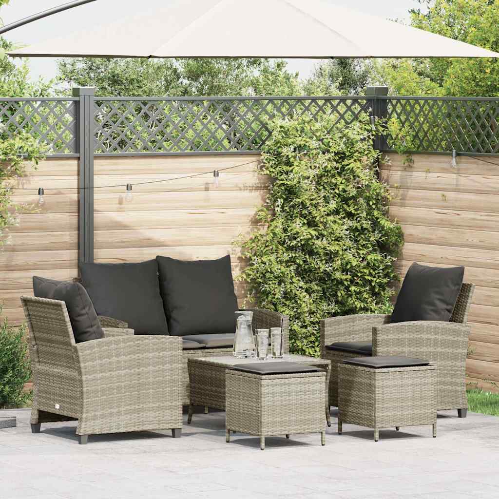 6-delige Loungeset met kussens poly rattan lichtgrijs is nu te koop bij PeponiXL, paradijselijk wonen!