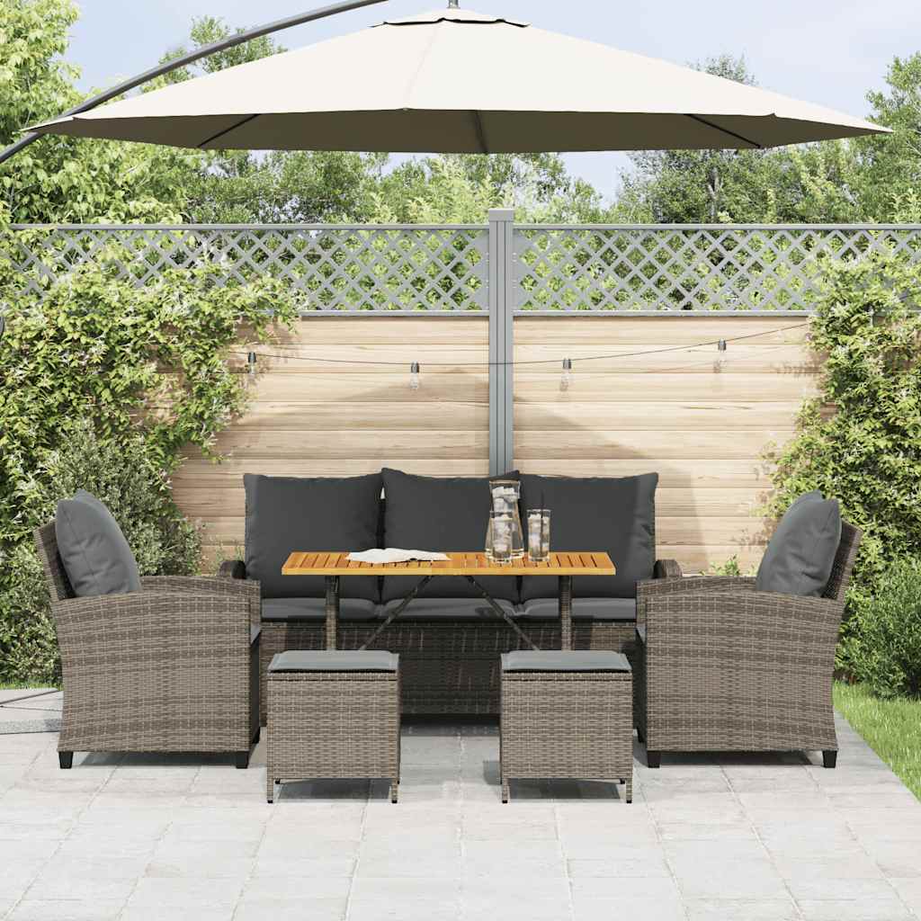 6-delige Loungeset met kussens poly rattan grijs is nu te koop bij PeponiXL, paradijselijk wonen!
