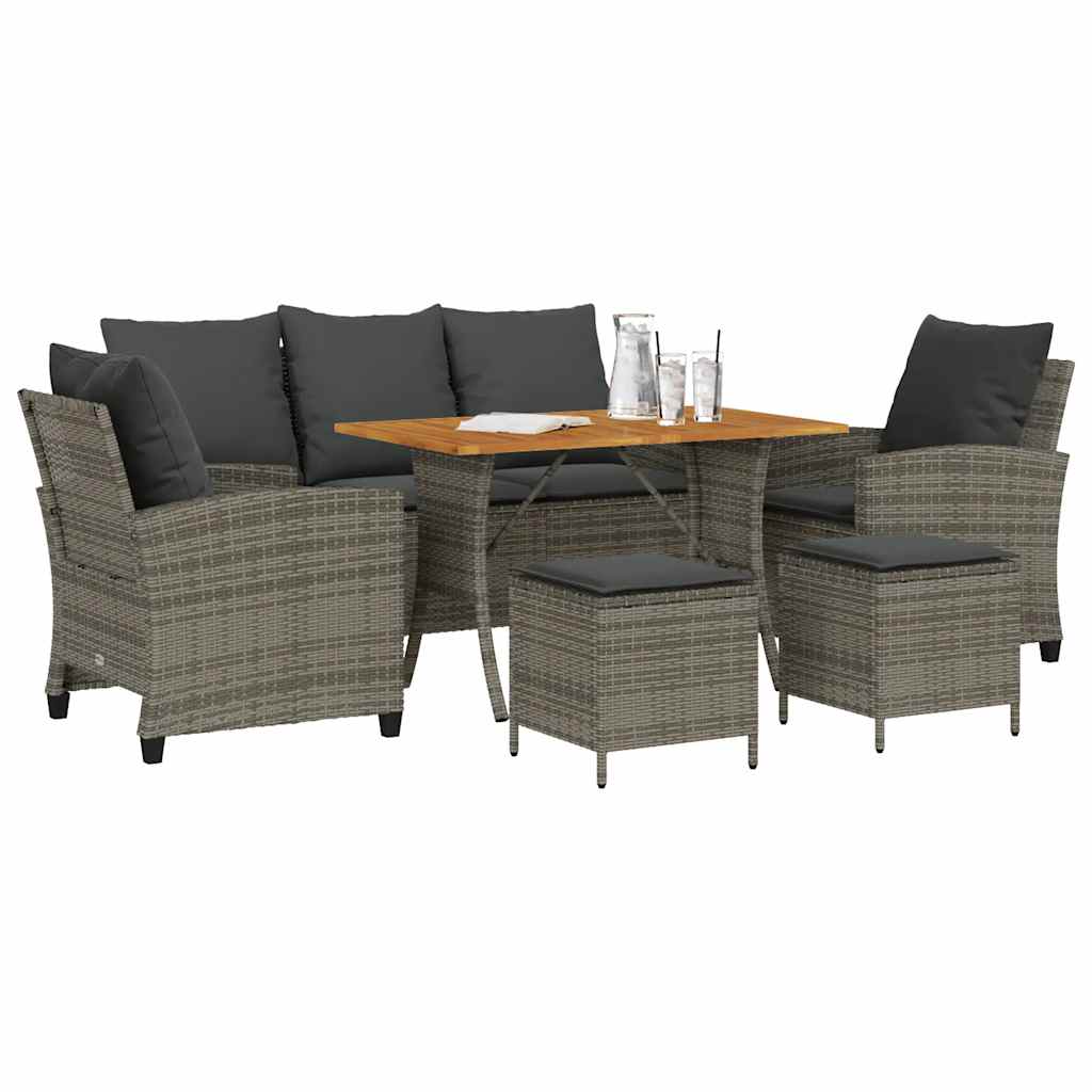 6-delige Loungeset met kussens poly rattan grijs is nu te koop bij PeponiXL, paradijselijk wonen!
