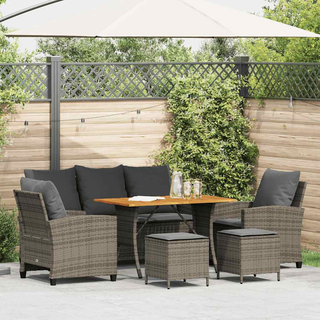 6-delige Loungeset met kussens poly rattan grijs is nu te koop bij PeponiXL, paradijselijk wonen!