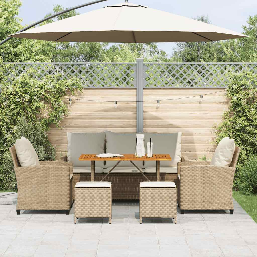 6-delige Loungeset met kussens poly rattan beige is nu te koop bij PeponiXL, paradijselijk wonen!