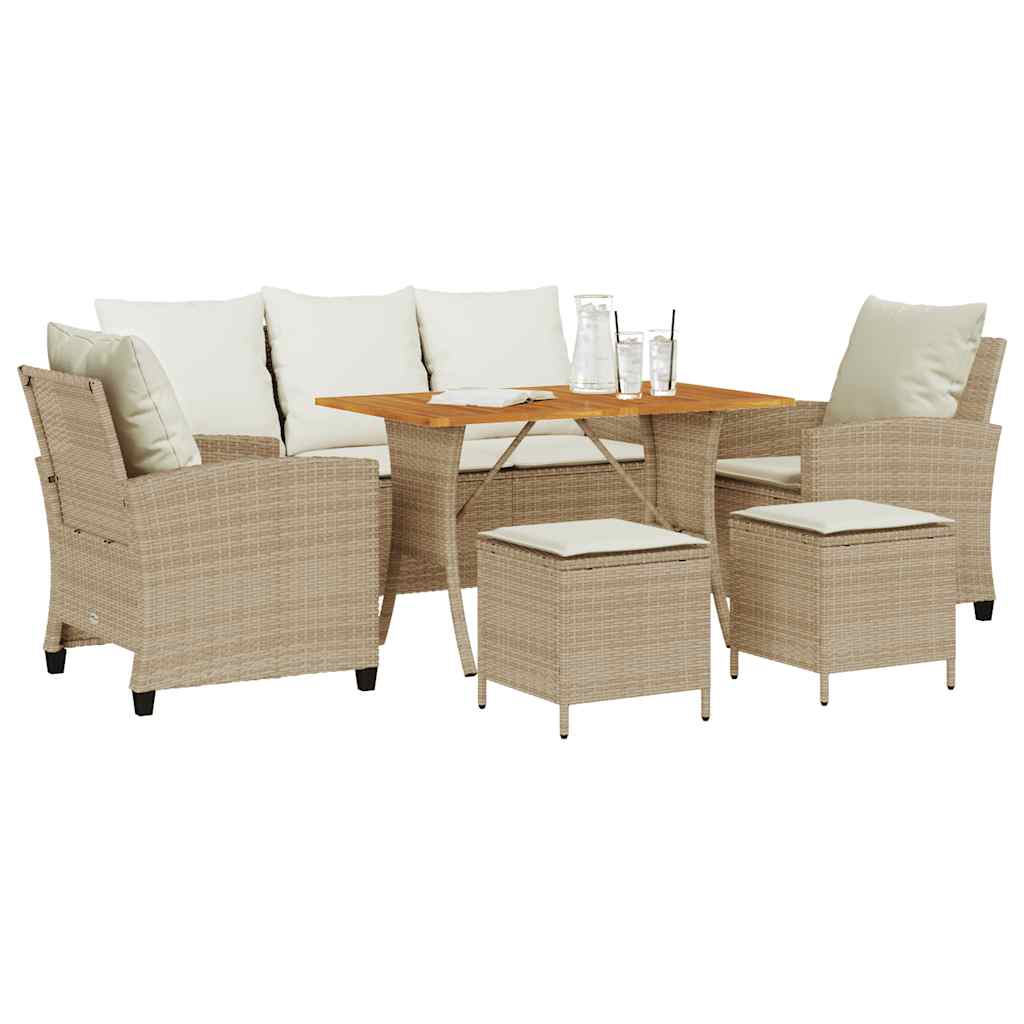6-delige Loungeset met kussens poly rattan beige is nu te koop bij PeponiXL, paradijselijk wonen!