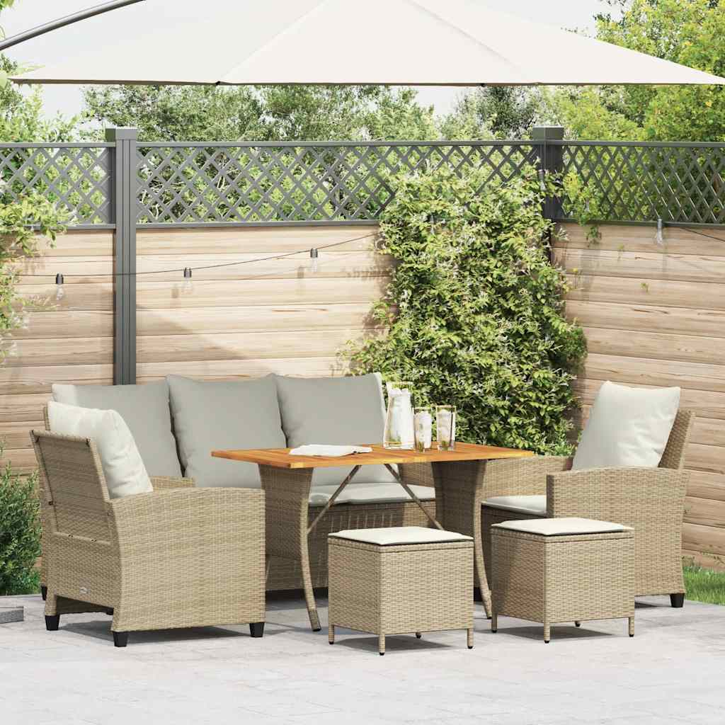 6-delige Loungeset met kussens poly rattan beige is nu te koop bij PeponiXL, paradijselijk wonen!
