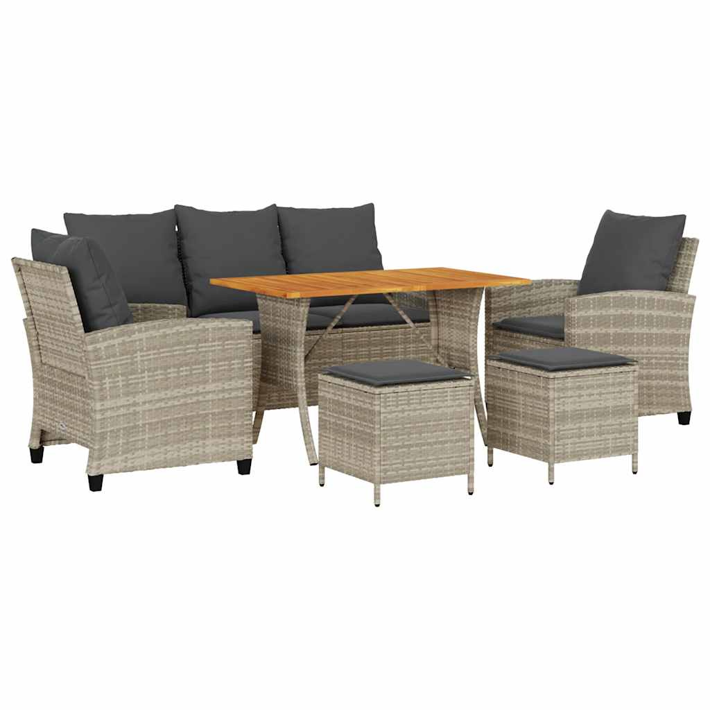 6-delige Loungeset met kussens poly rattan lichtgrijs is nu te koop bij PeponiXL, paradijselijk wonen!